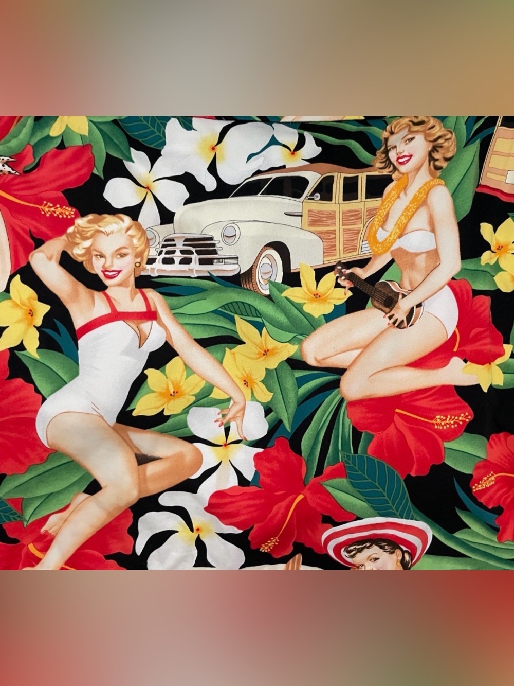 LOUDMOUTH Ladies ALOHA Pinup Girls Rockabilly TROPICAL Retro GOLF SKORT Size 8 - Picture 2 of 4
